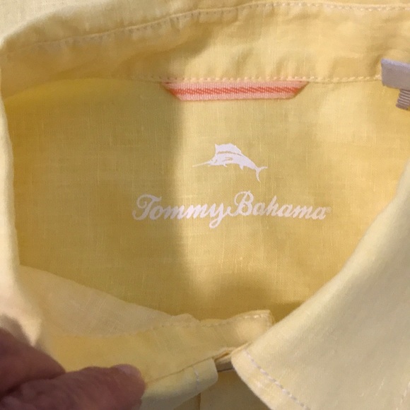 Tommy Bahama Lemon Yellow 100% Linen Shirt - Picture 5 of 10